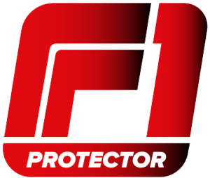 Rood en zwart logo met de tekst "F1 PROTECTOR".